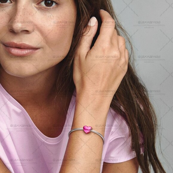 Pandora Metallic Pink Heart Charm - Picture 6 of 7